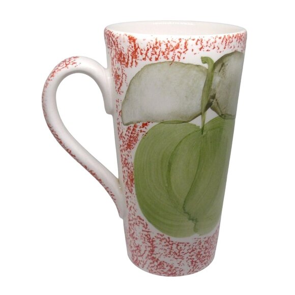 Gabbay Other - Tall Ceramic Mug Hand-painted Apple Design & Red Speckle Pattern By Gabbay 15 oz
